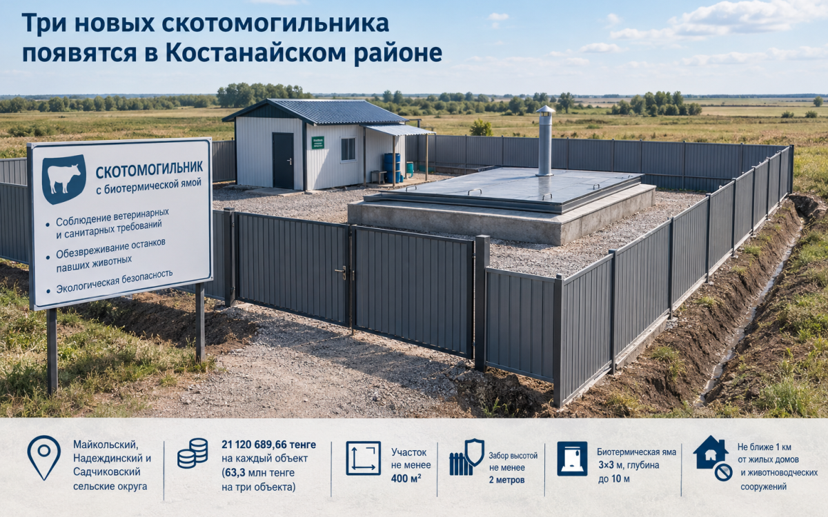 Три новых скотомогильника появятся в Костанайском районе